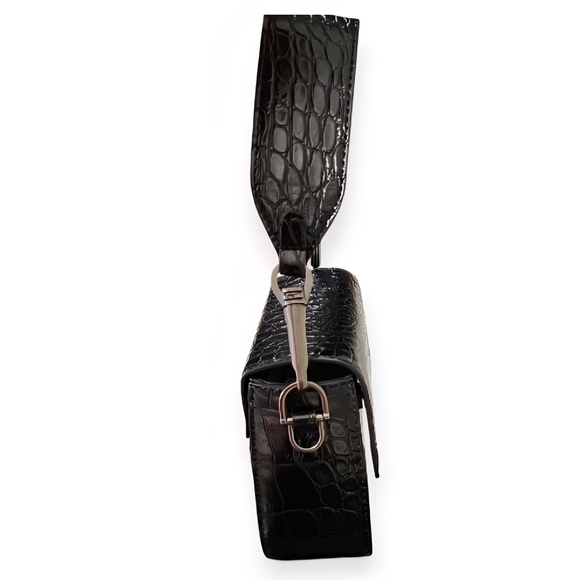 Zara Black Croc-Pattern Crossbody Bag - Picture 4 of 8